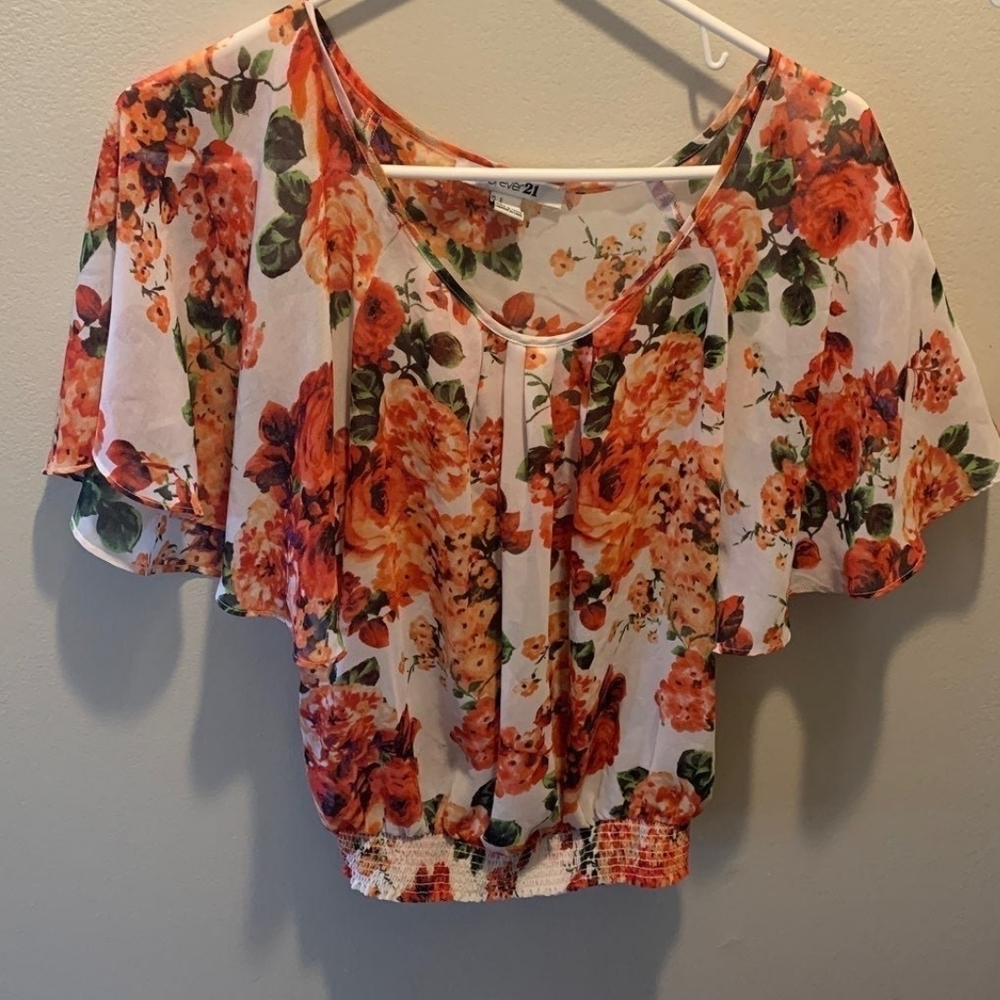 Forever 21 Floral Blouse in Red and Orange